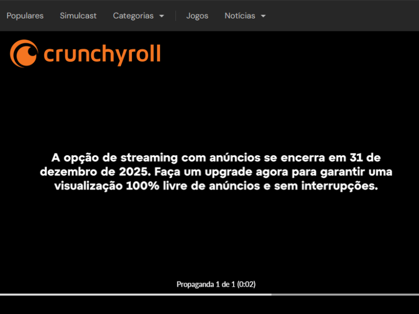 Fim de uma Era: Crunchyroll Encerrará Streaming Gratuito (com Anúncios) em 31 de Dezembro